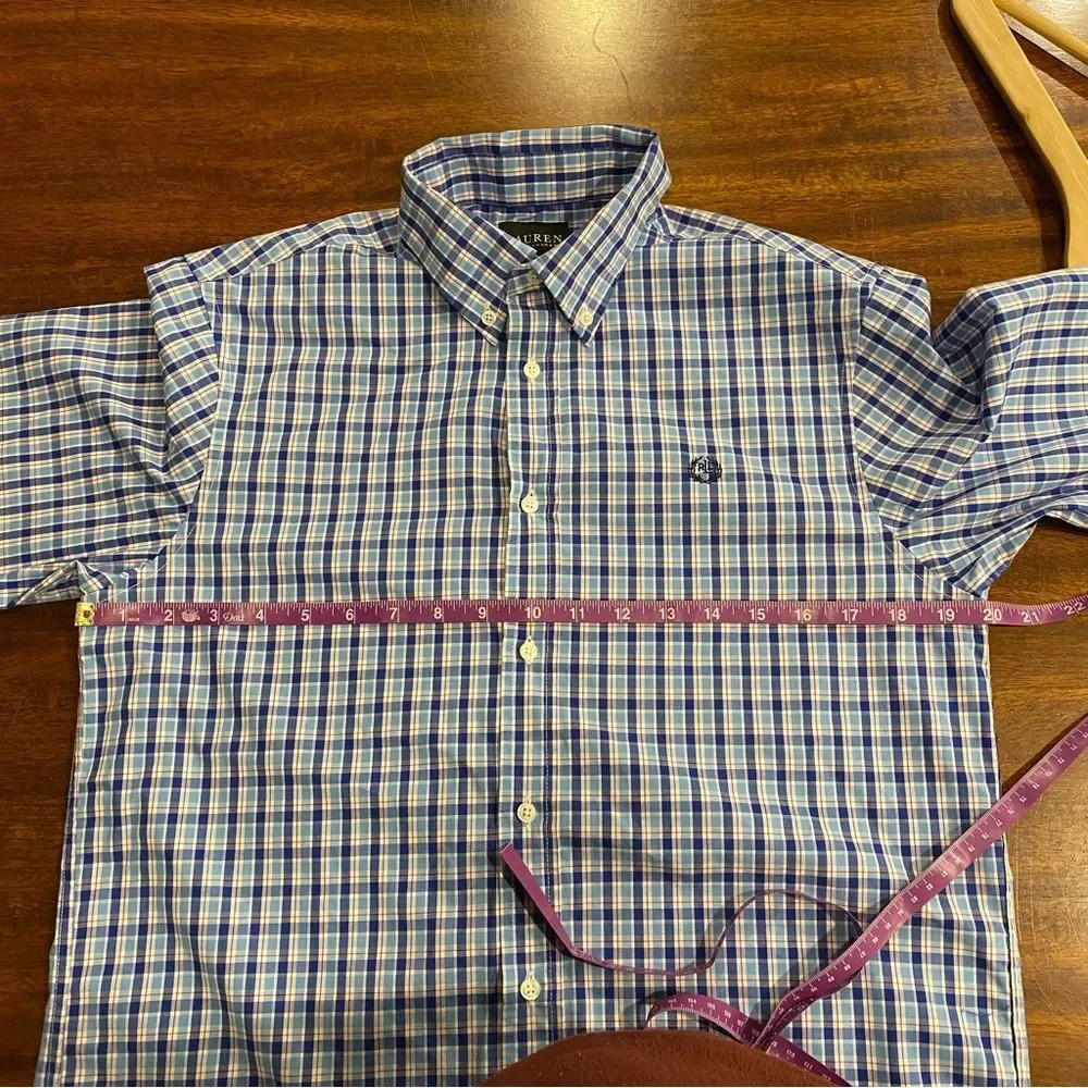 Ralph Lauren button down shirt boys size 20 blue and white plaid
